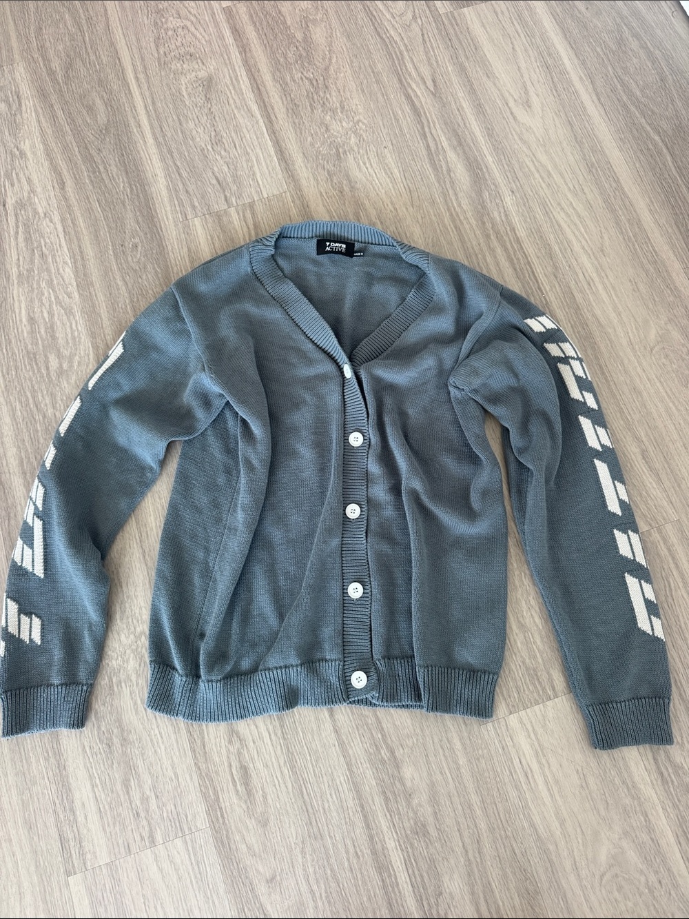 7 Days Active small grayish blue button up cardigan from revolve